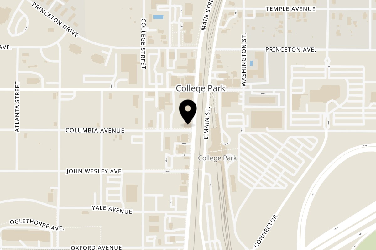 Map showing the location of Nouveau College Park on 3775 Main St in College Park